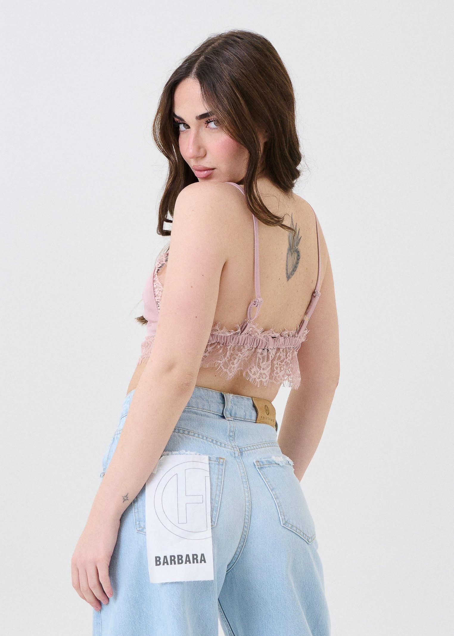 Bralette Haveone rosa cipria con dettagli in pizzo - Image 3