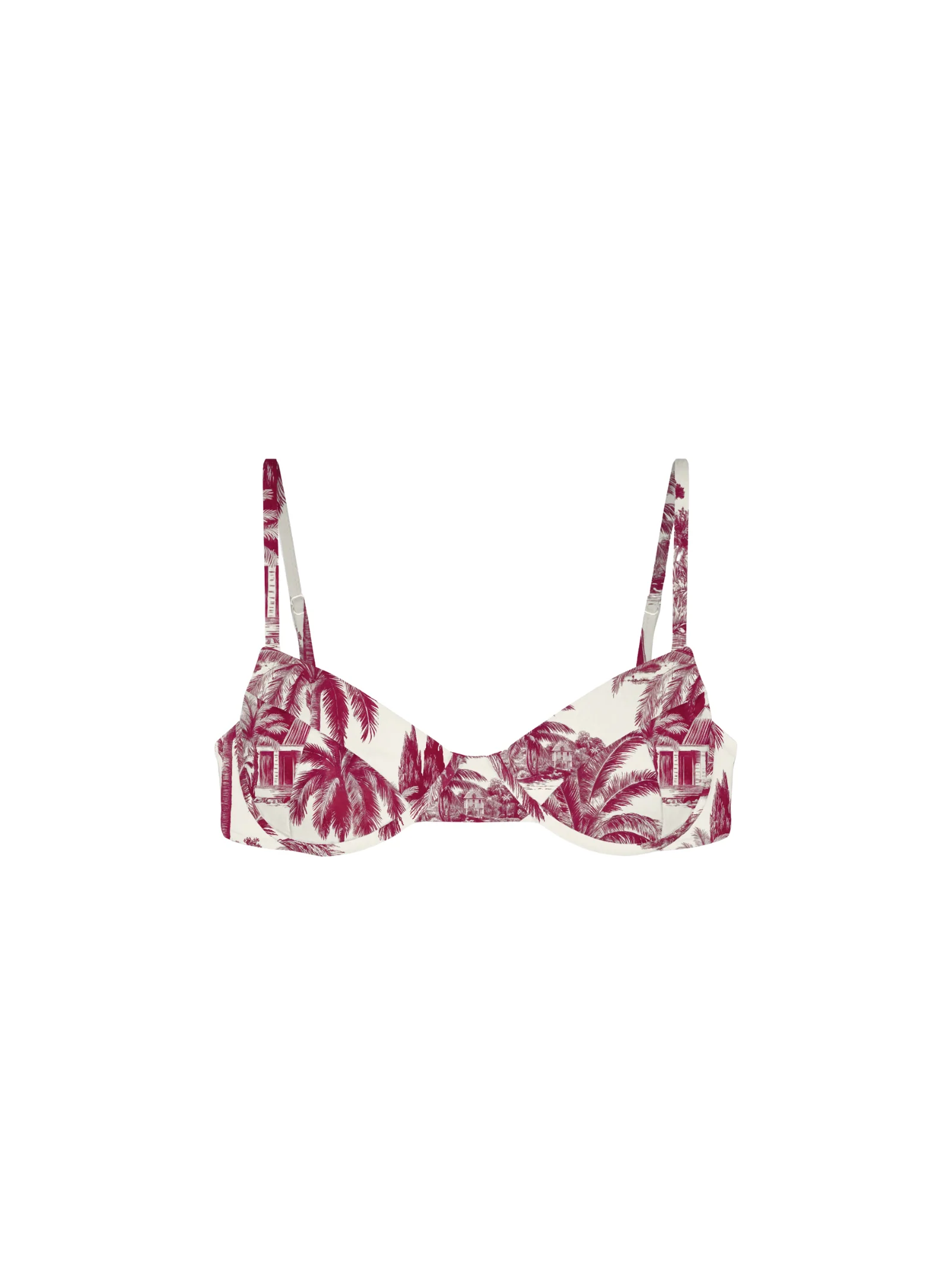 Bralette Saint Barth avorio e viola con stampa floreale