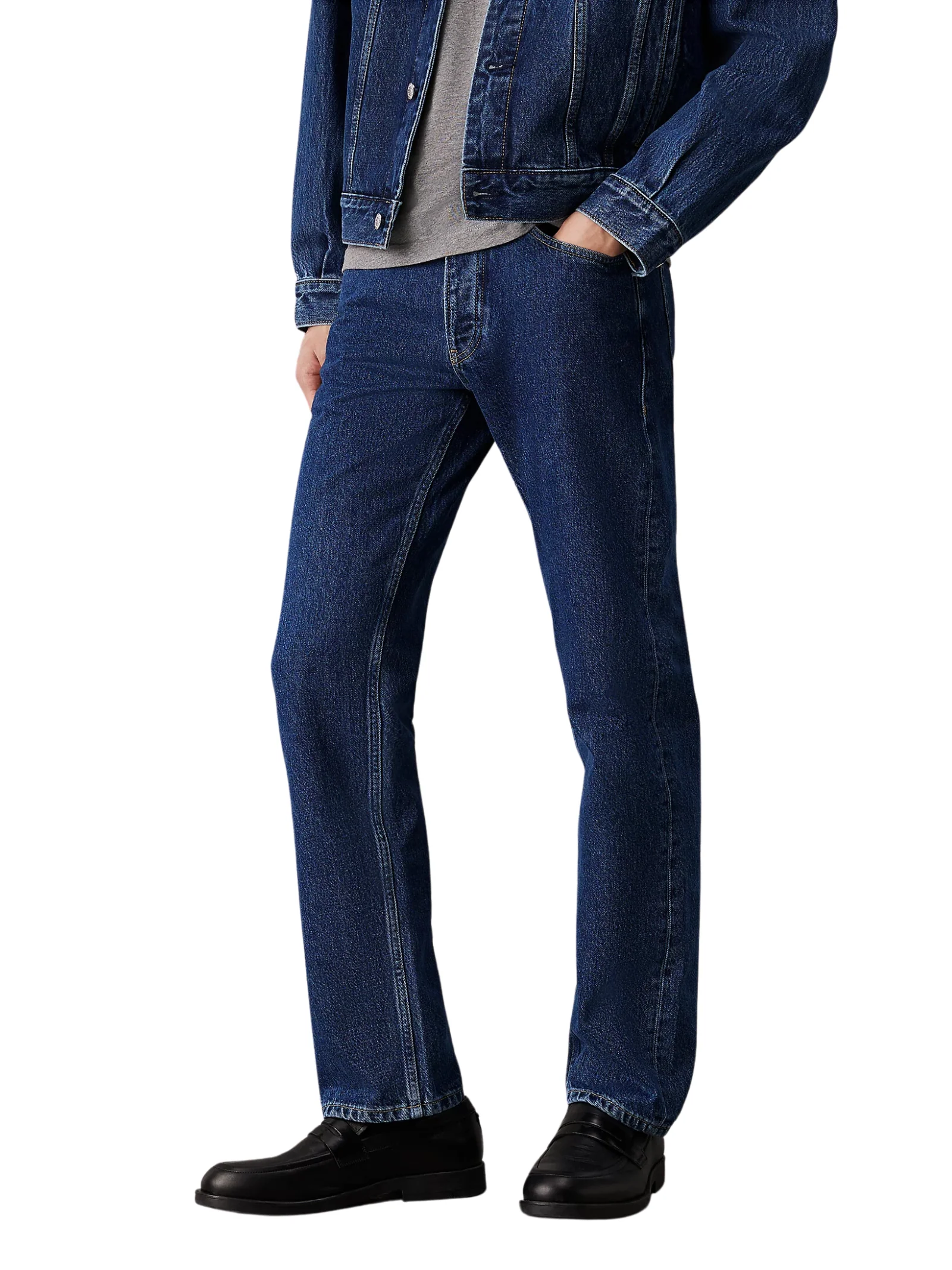 Jeans gamba dritta Calvin Klein in denim blu