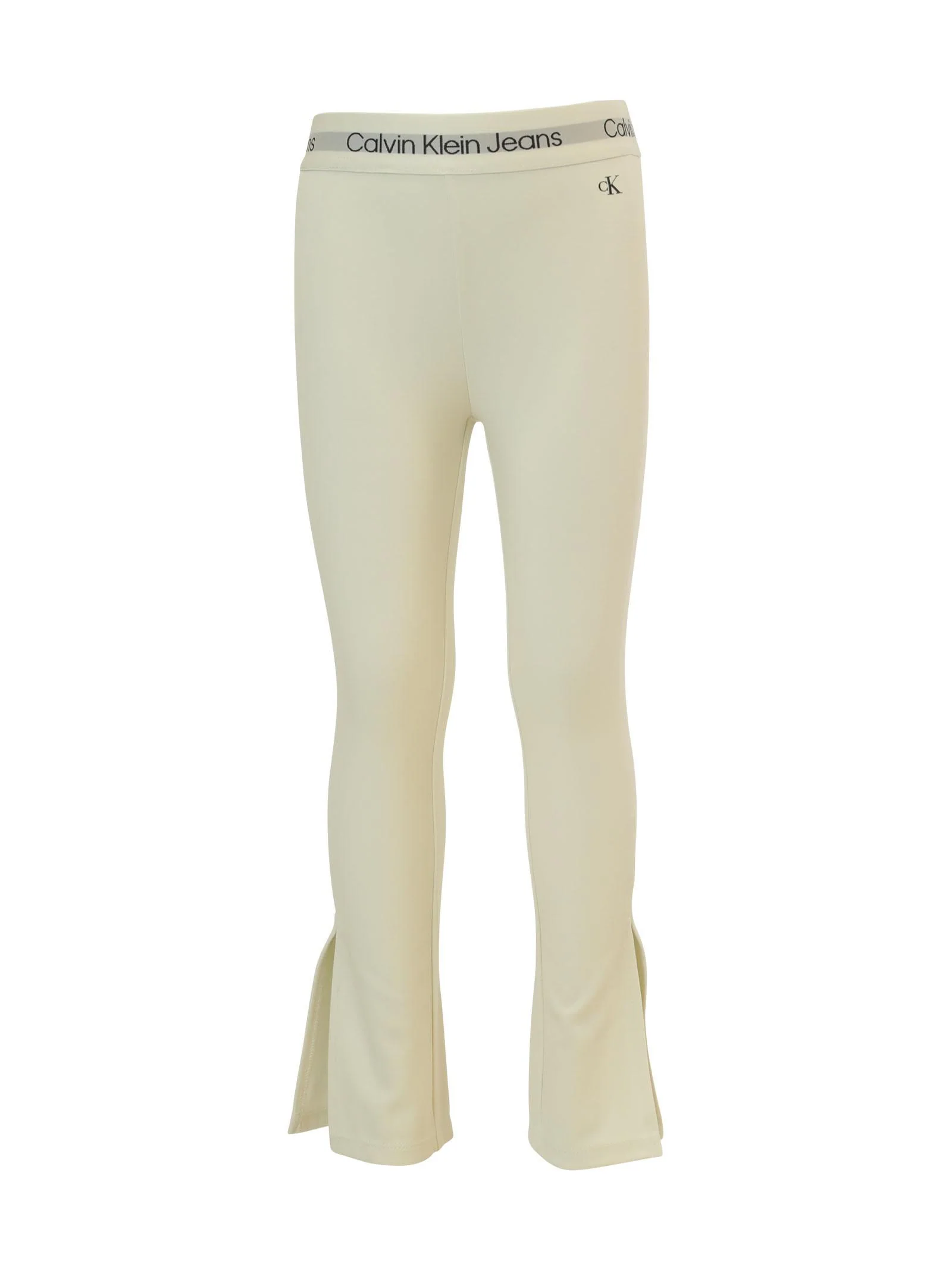 Leggings avorio con spacchi sul fondo