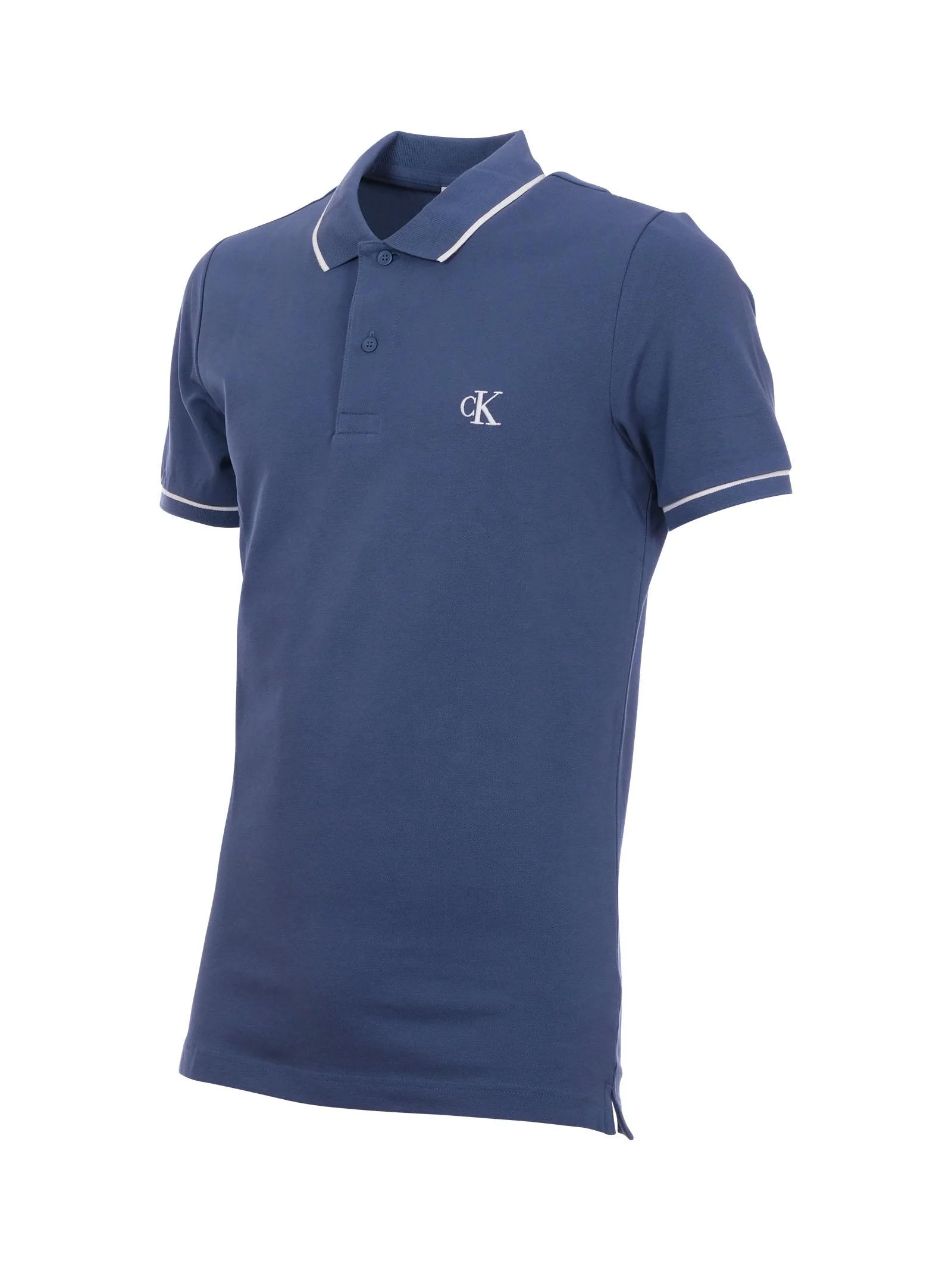 Polo piquè Calvin Klein blu con profili in contrasto - Image 2