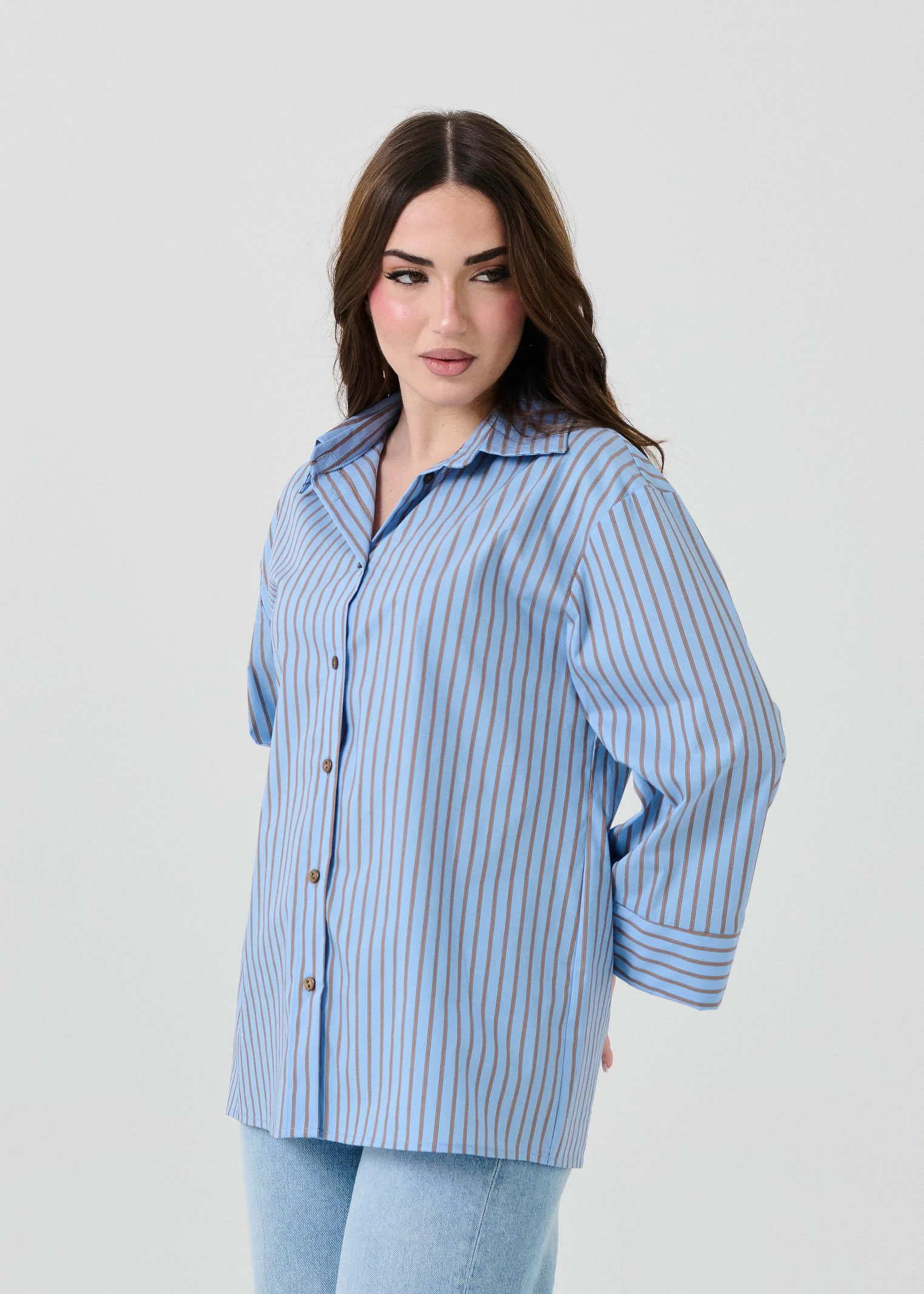 Camicia a righe Armoire azzurra e marrone - Image 2