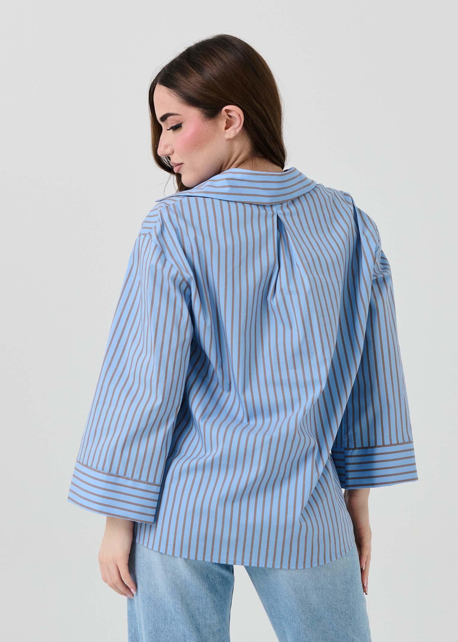 Camicia a righe Armoire azzurra e marrone - Image 3