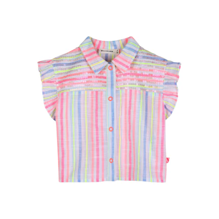 Camicia a righe Bilie Blush multicolor con paillettes