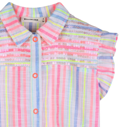 Camicia a righe Bilie Blush multicolor con paillettes - Image 3