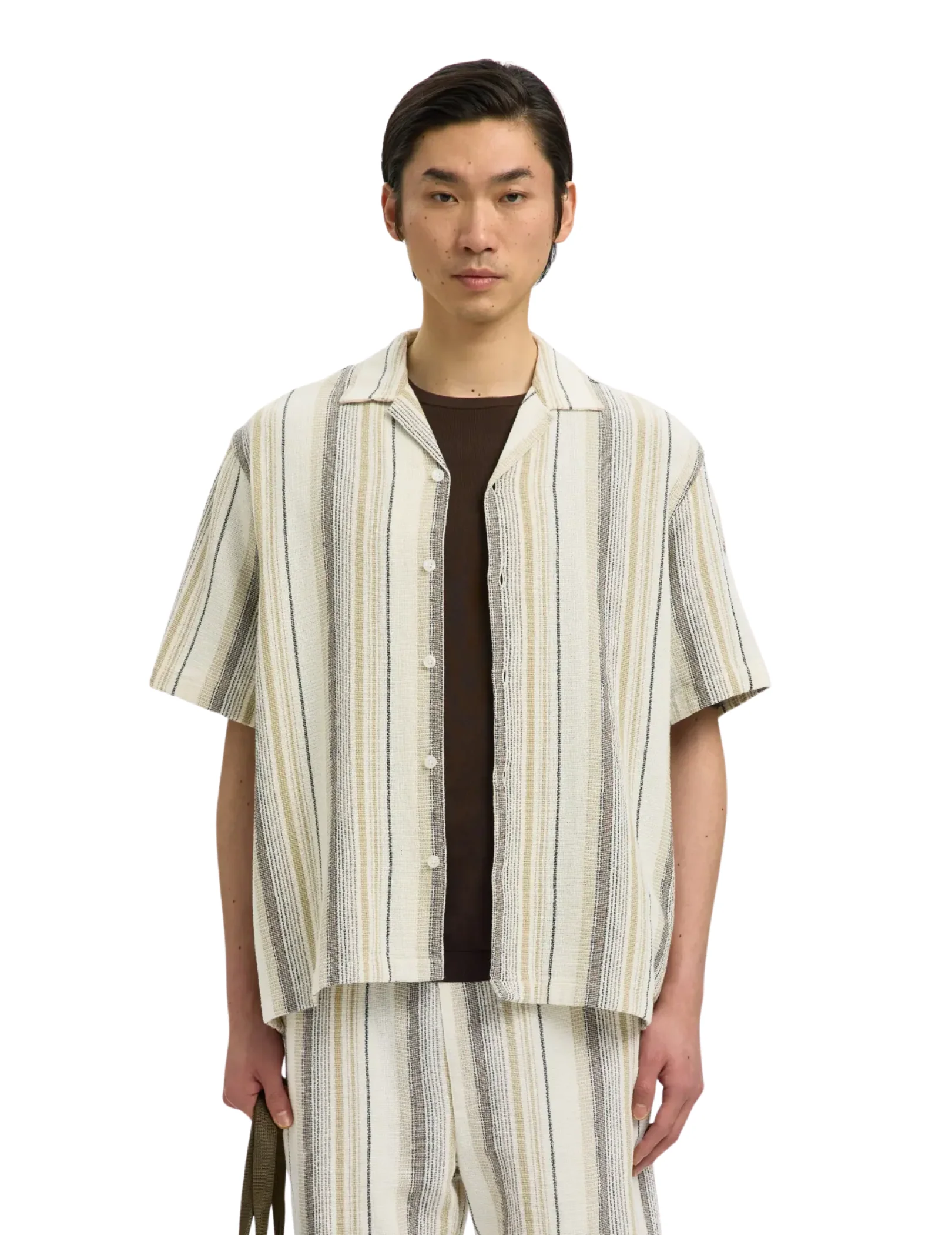 Camicia a righe Selected beige e marrone - Image 2