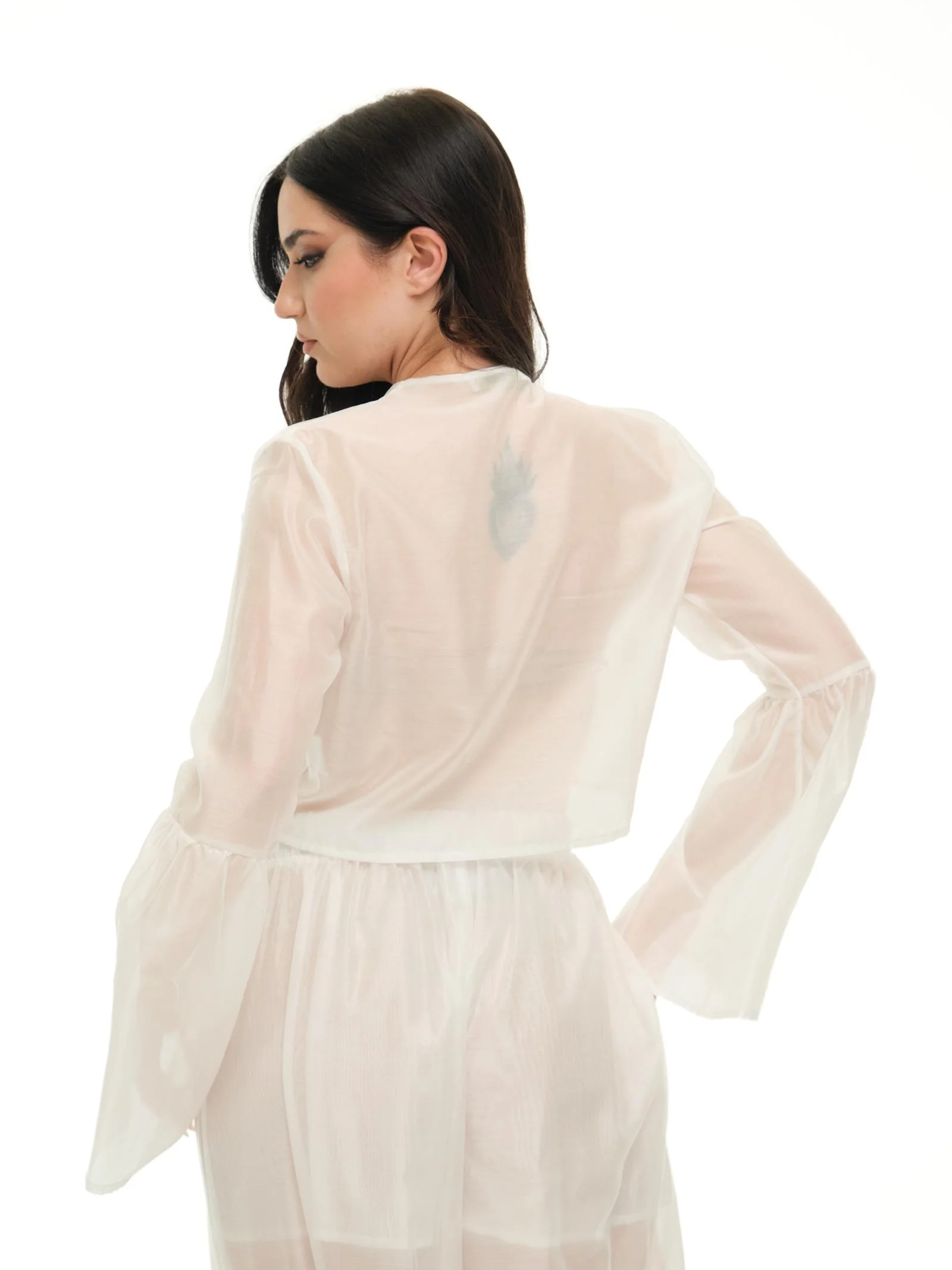 Camicia Armoire bianca cropped con nodo - Image 3