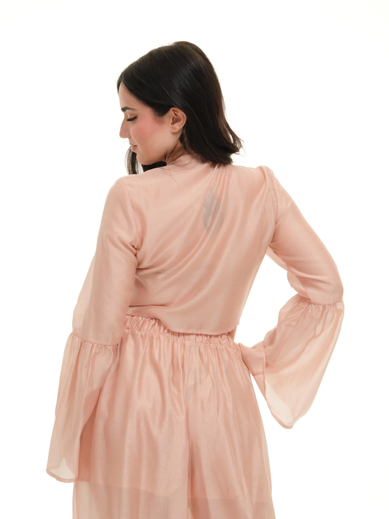 Camicia Armoire rosa cropped con nodo - Image 3