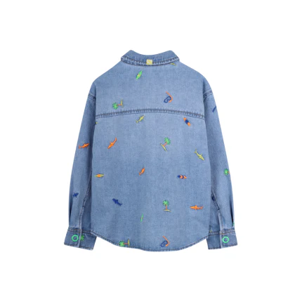 Camicia Billie Blush blu con ricami tropicali - Image 2