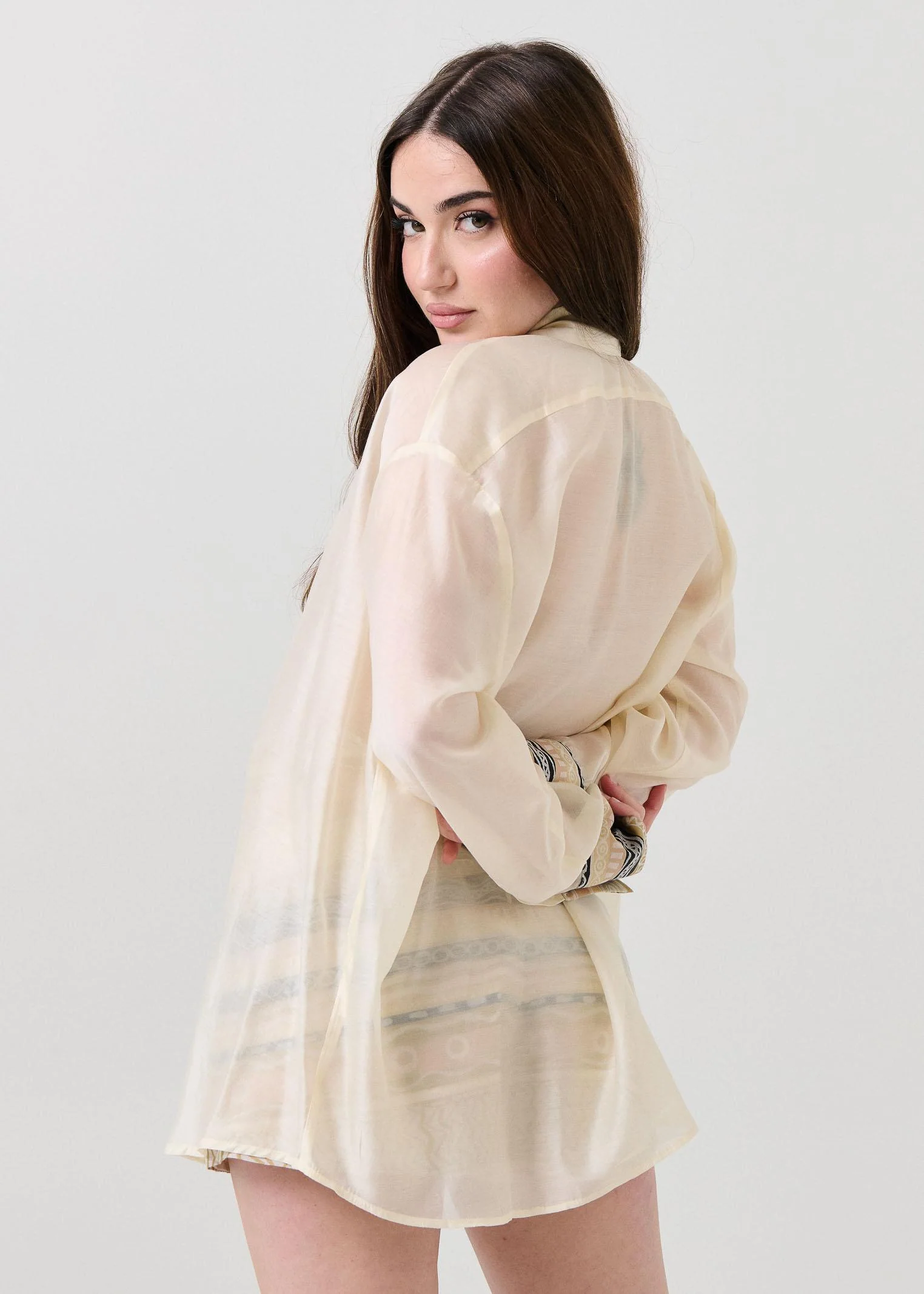 Camicia Bohemian Vì crema con polsini a contrasto - Image 3