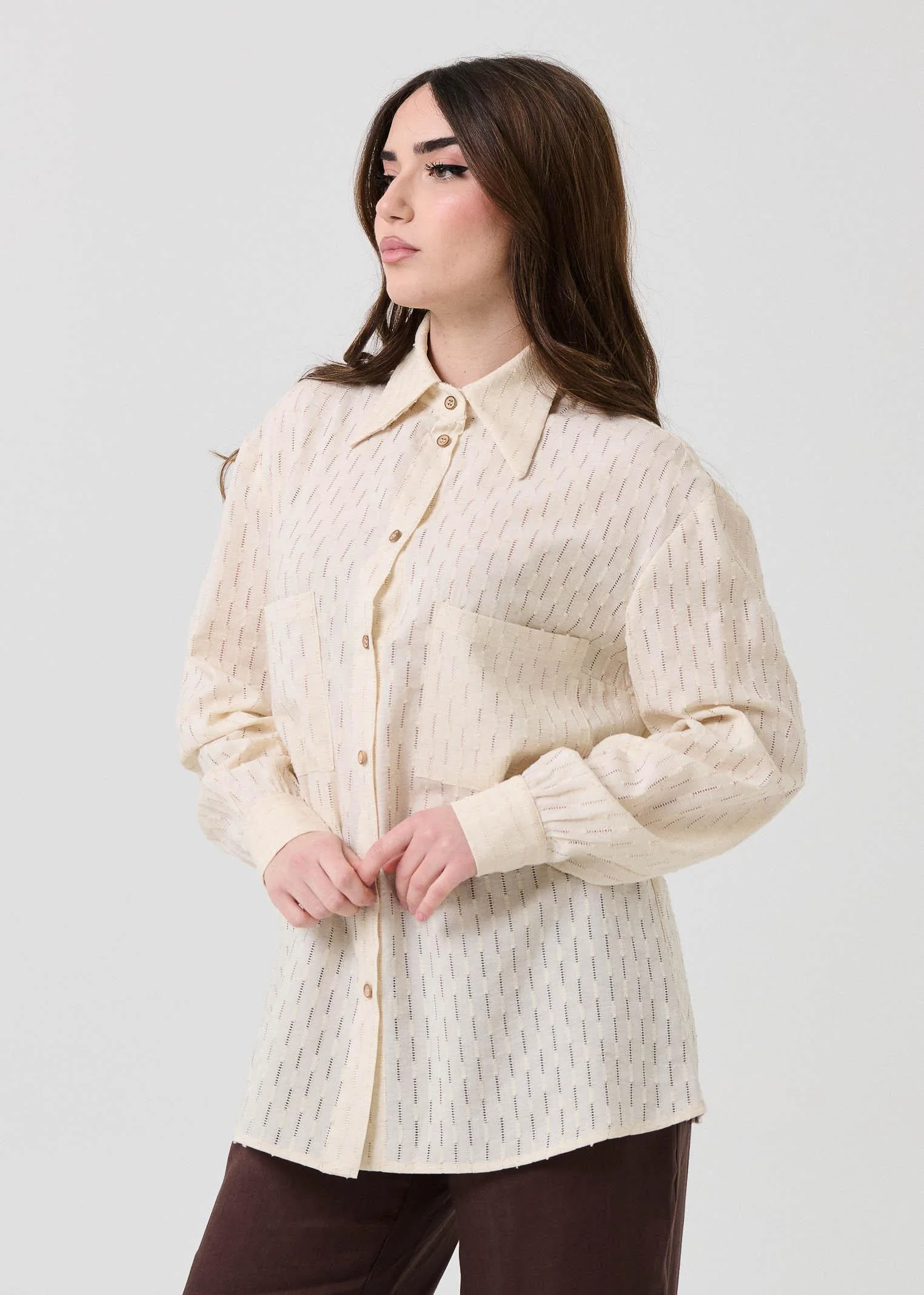 Camicia Bohemian Vì crema traforata - Image 2