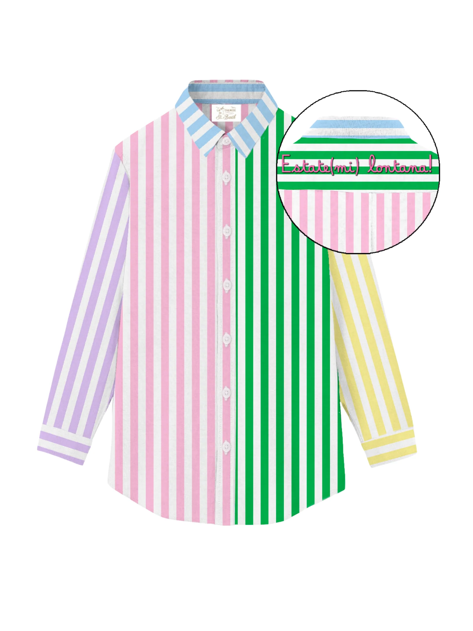 Camicia "Brigitte" Saint Barth multicolor a righe "estate(mi) lontano"