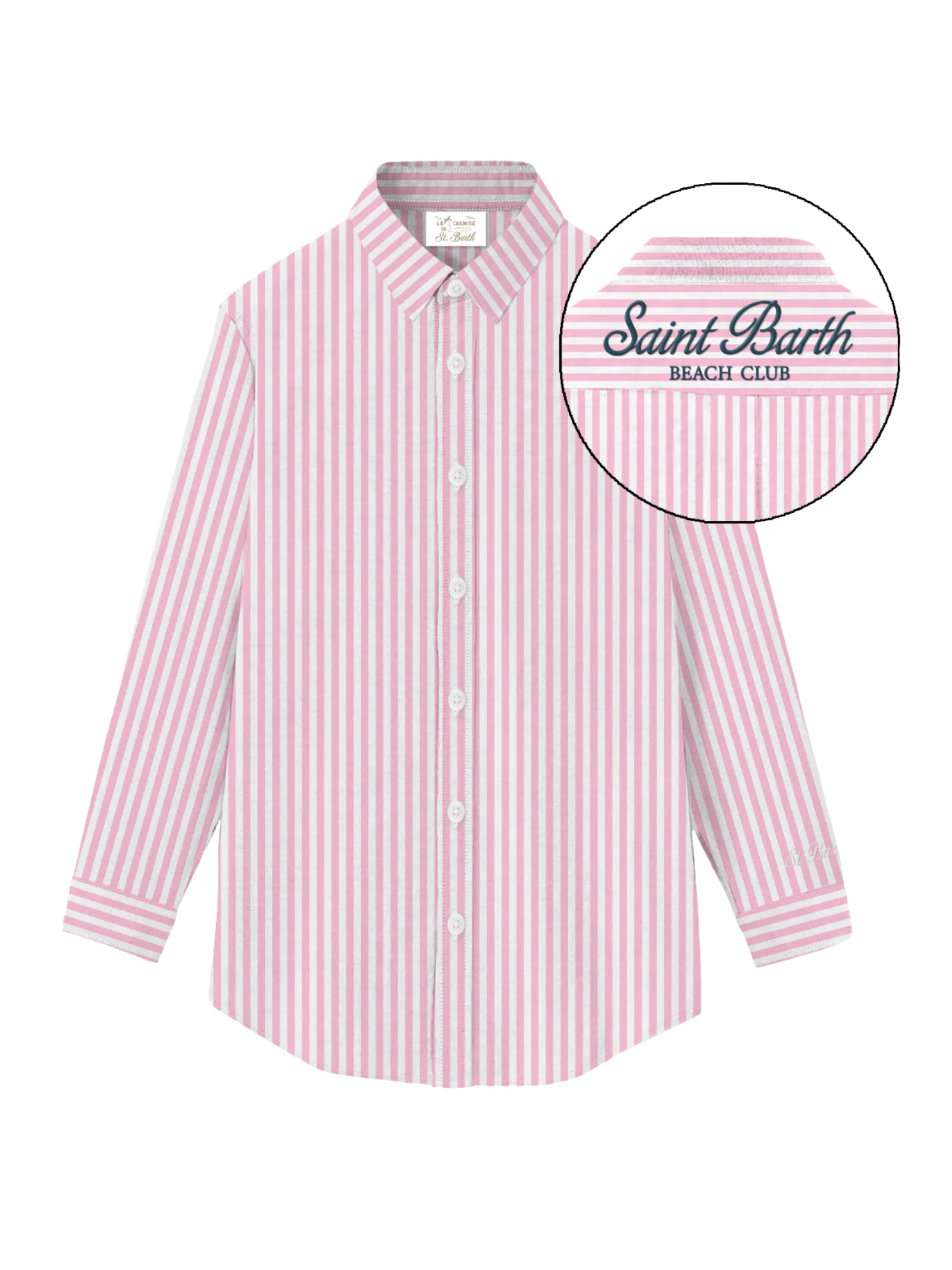Camicia "Brigitte" Saint Barth rosa a righe sottili
