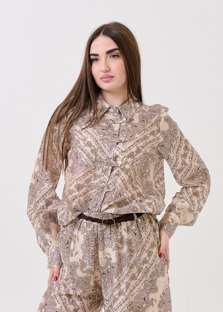 Camicia con alamari Souvenir marrone a fantasia - Image 2