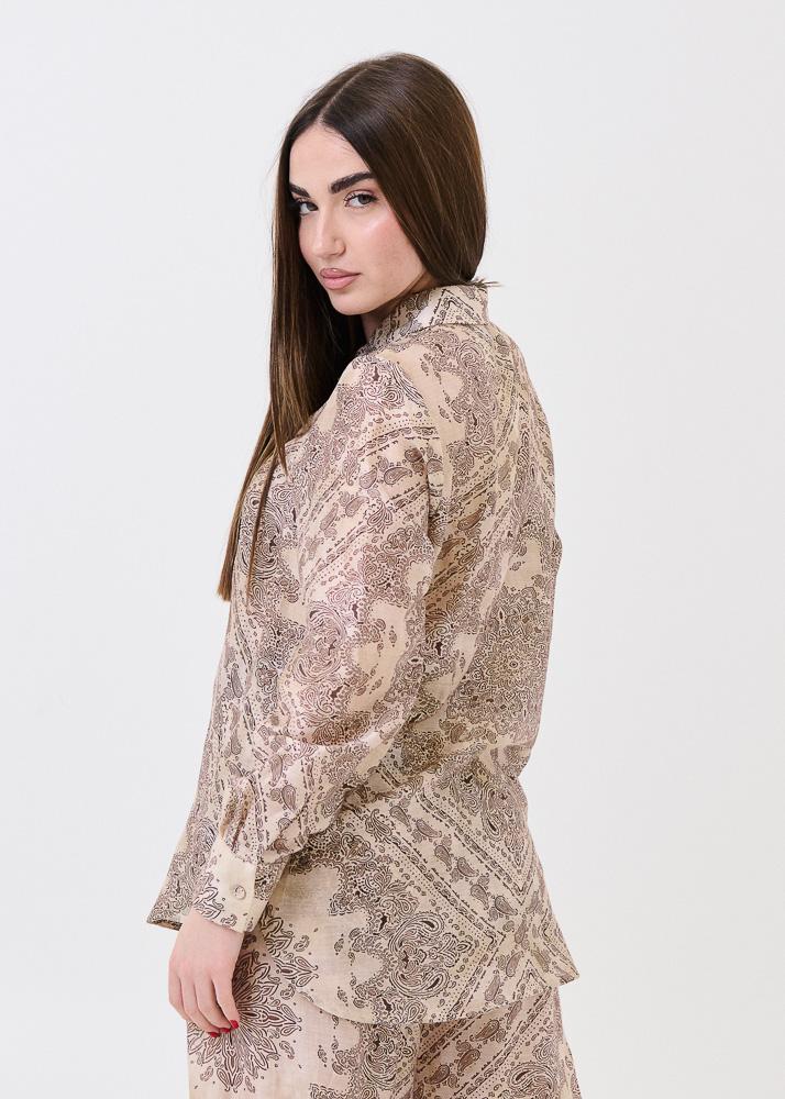 Camicia con alamari Souvenir marrone a fantasia - Image 3