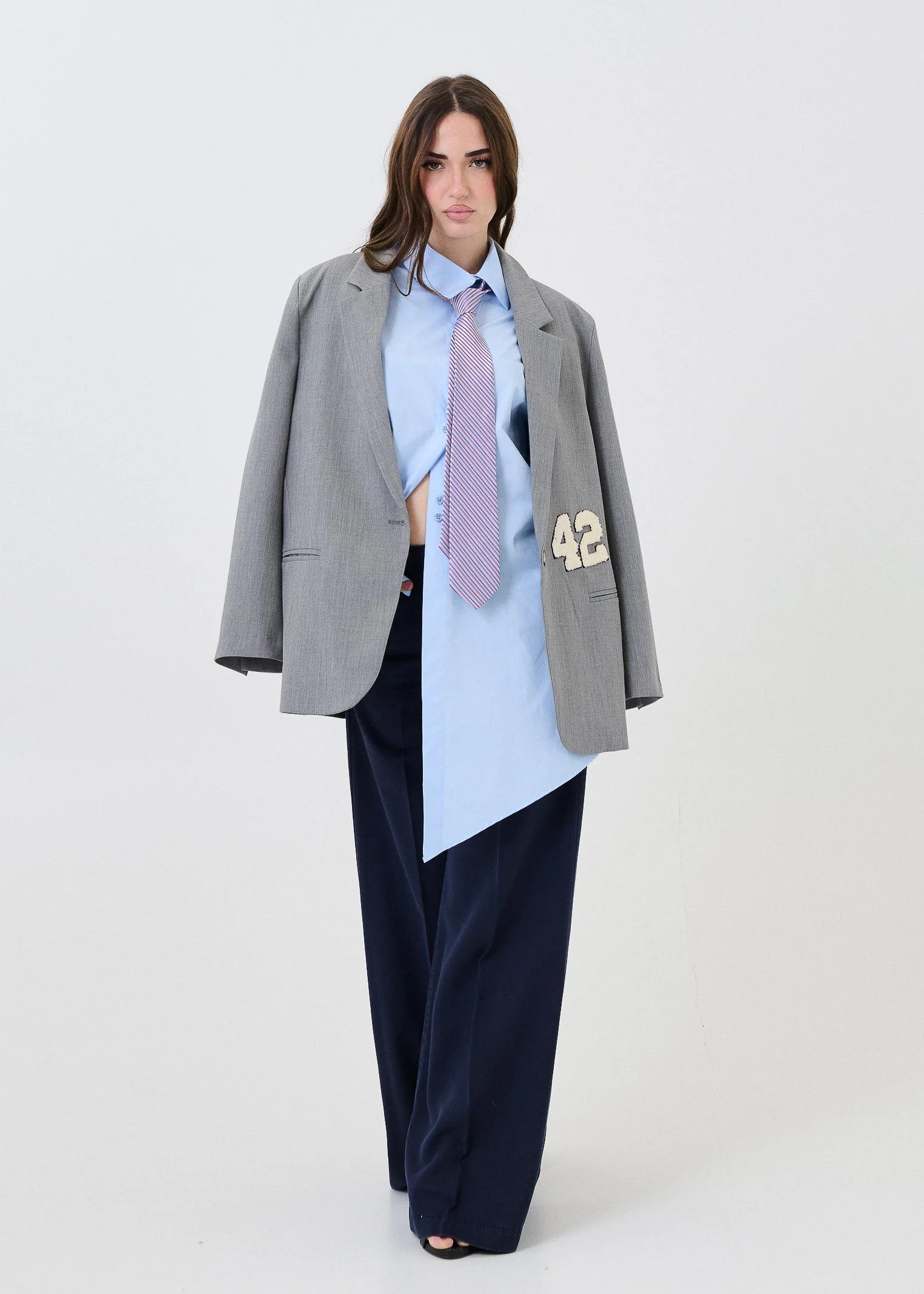 Camicia con cravatta Vicolo azzurra con fondo asimmetrico - Image 4