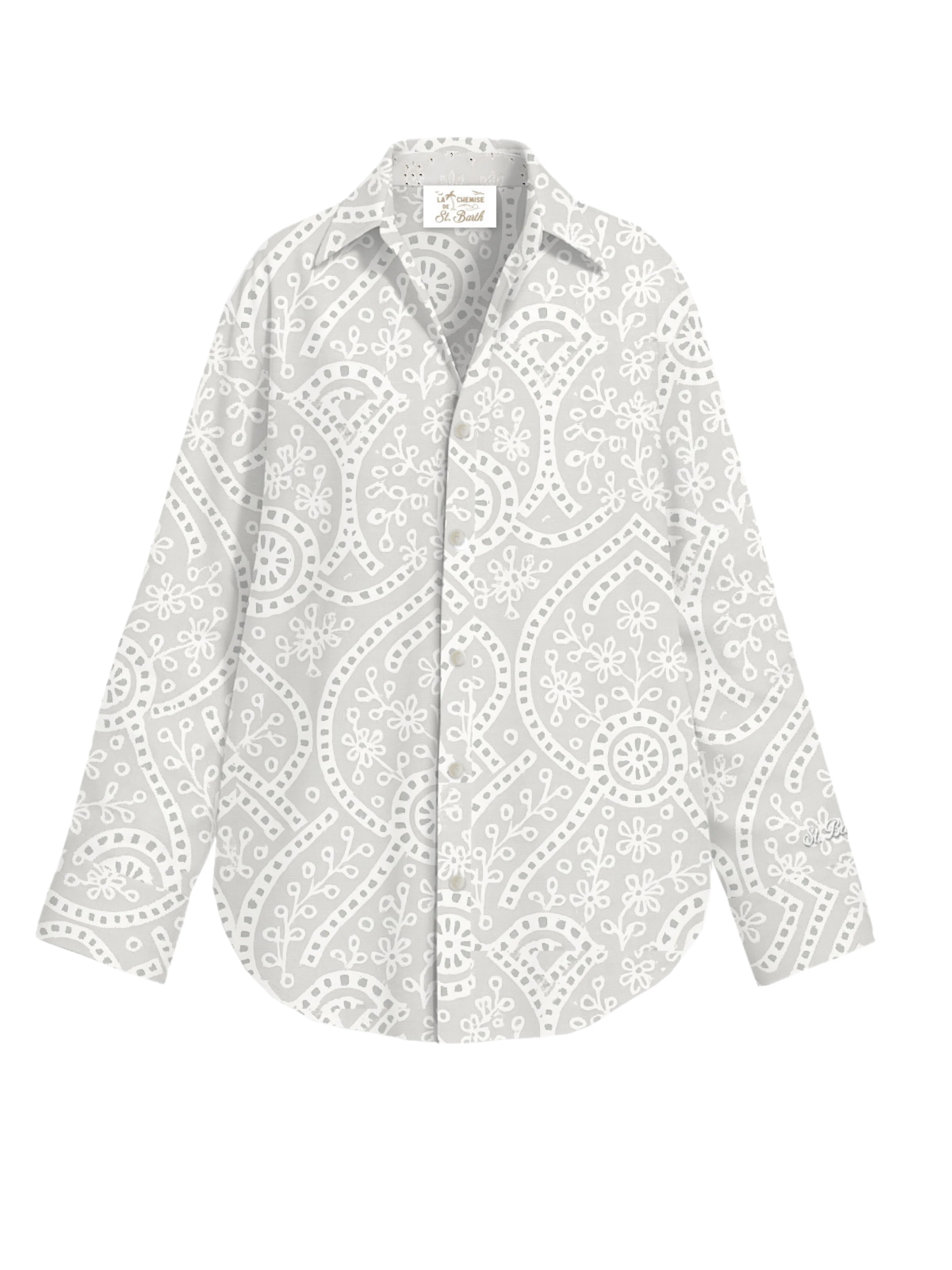 Camicia "Cristal" Saint Barth bianca in pizzo sangallo