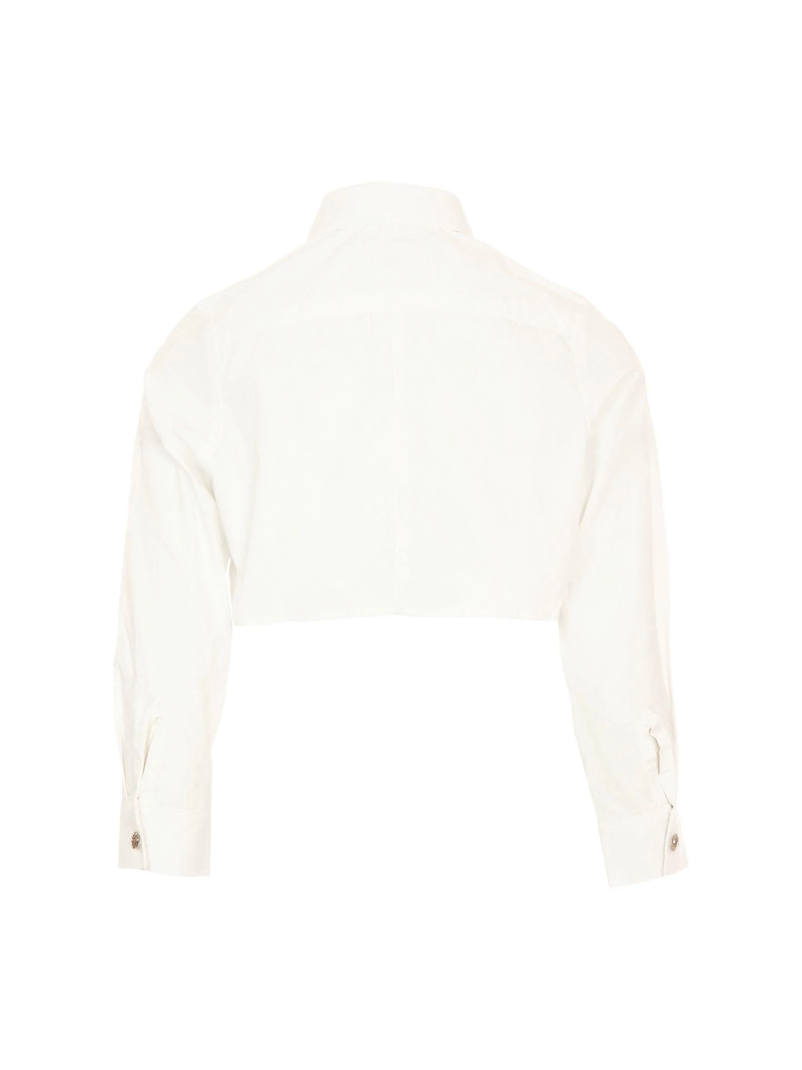 Camicia cropped John Richmond bianca con logo gotico frontale - Image 3