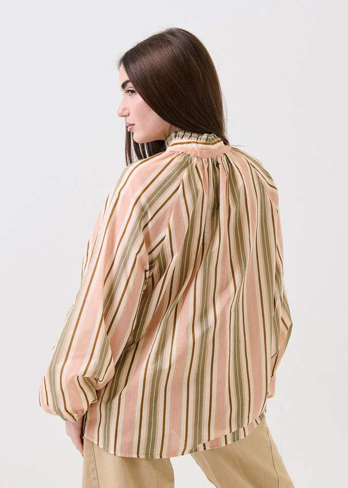 Camicia Dixie a righe rosa con coulisse - Image 3