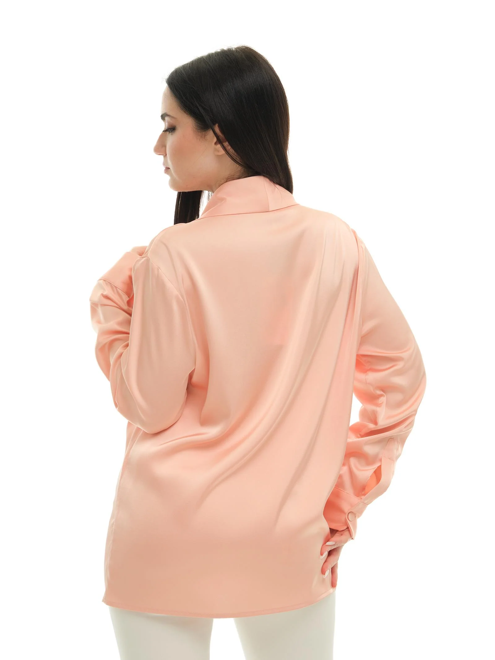 Camicia "double shawl" Silence Limited rosa pesca - Image 3