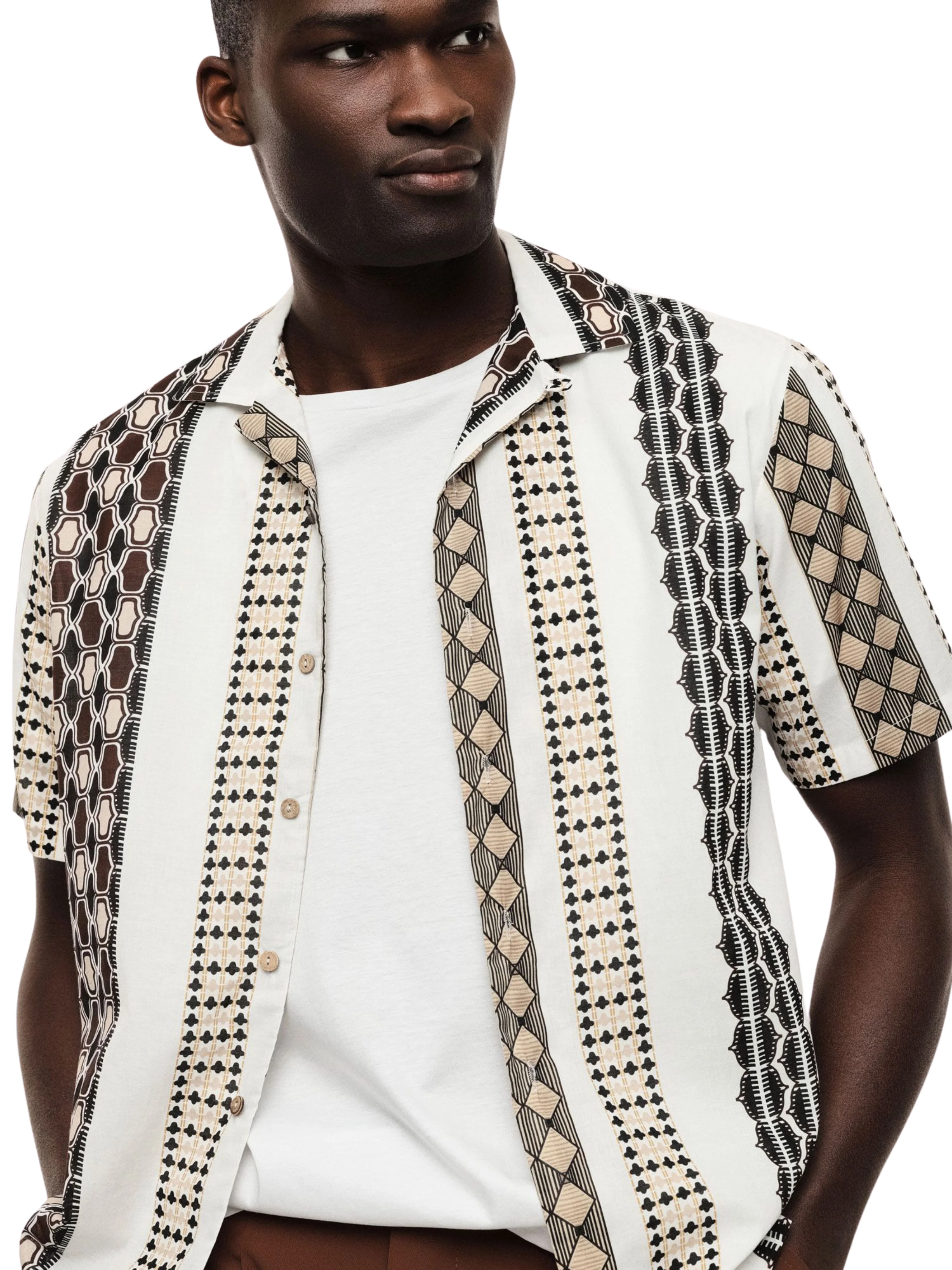 Camicia Imperial panna e moro con fantasia geometrica - Image 3