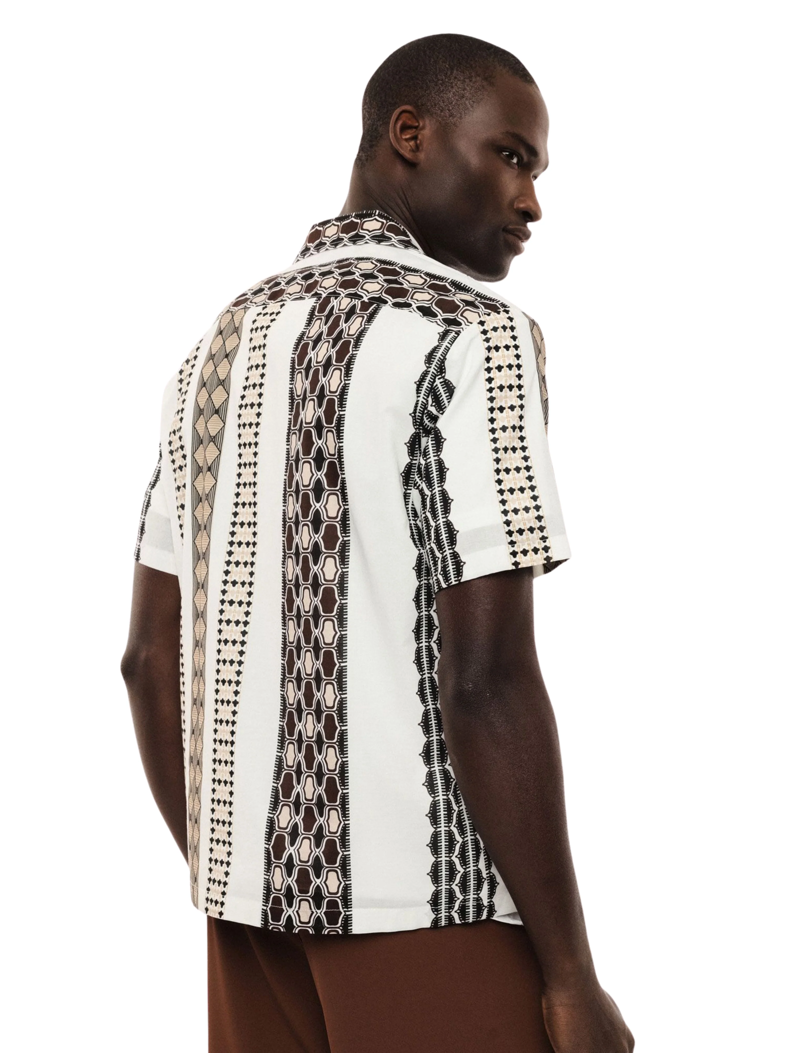 Camicia Imperial panna e moro con fantasia geometrica - Image 4