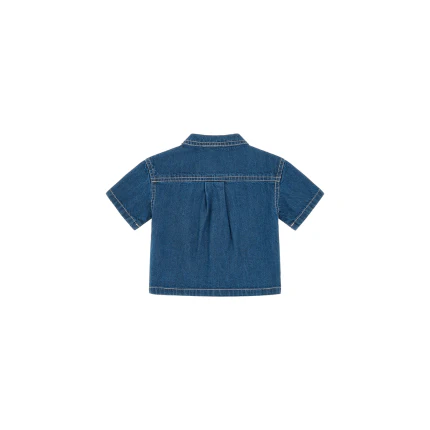 Camicia in denim Moschino blu con patch teddy - Image 2