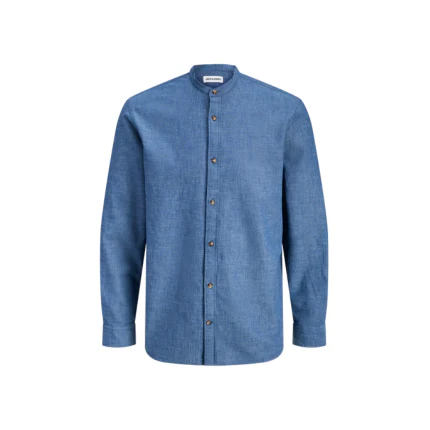 Camicia Jack & Jones blu navy con colletto alla coreana