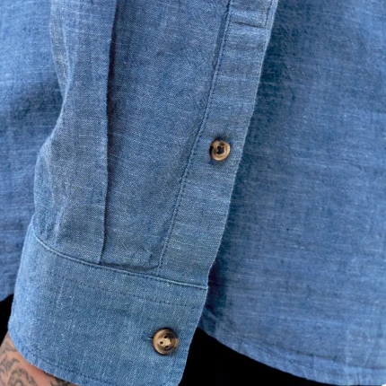 Camicia Jack & Jones blu navy con colletto alla coreana - Image 4