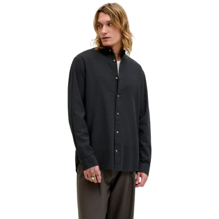 Camicia Jack & Jones nera con colletto alla coreana - Image 2