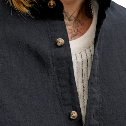 Camicia Jack & Jones nera con colletto alla coreana - Image 3