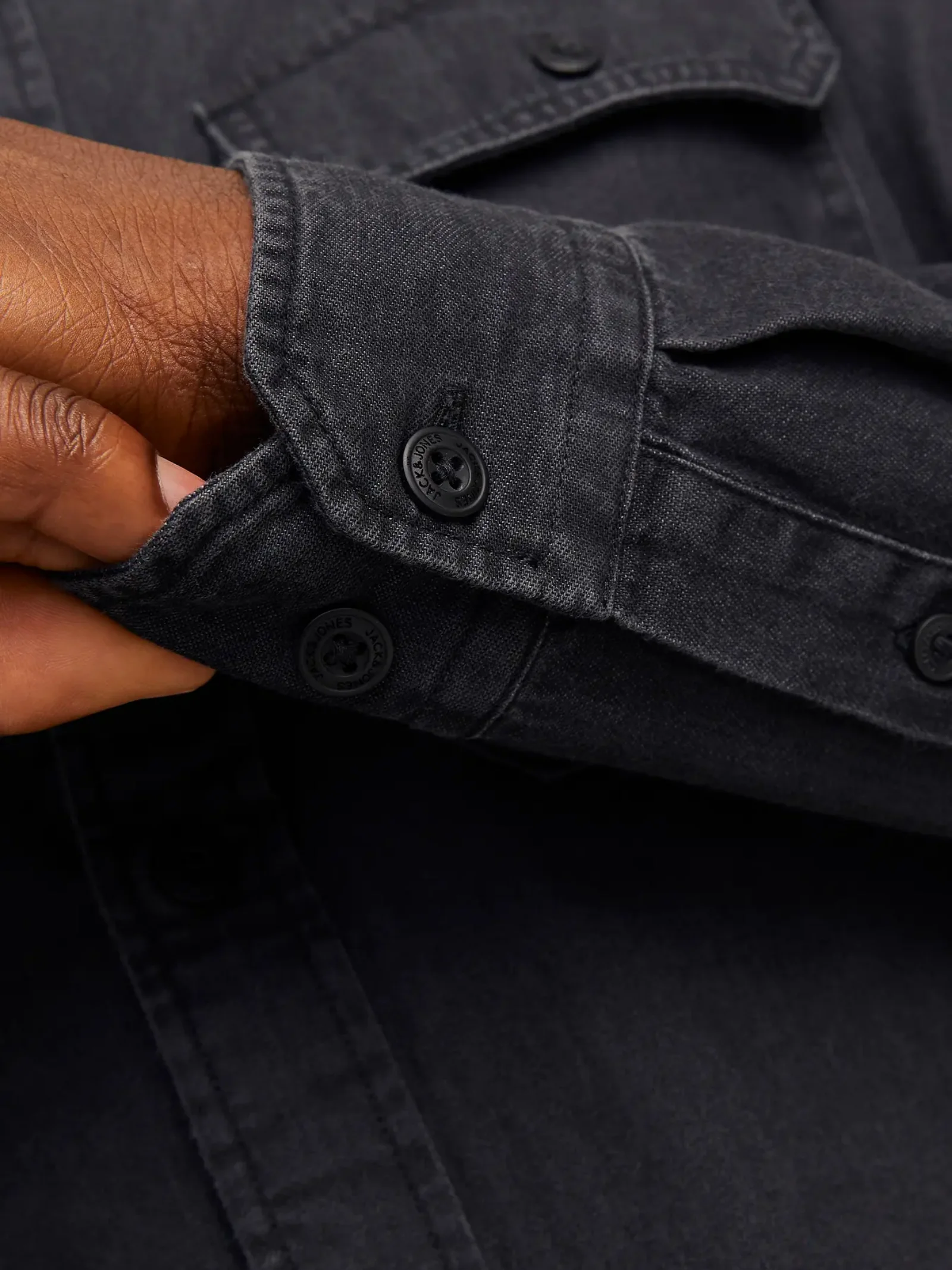 Camicia Jack & Jones nera in denim - Image 3