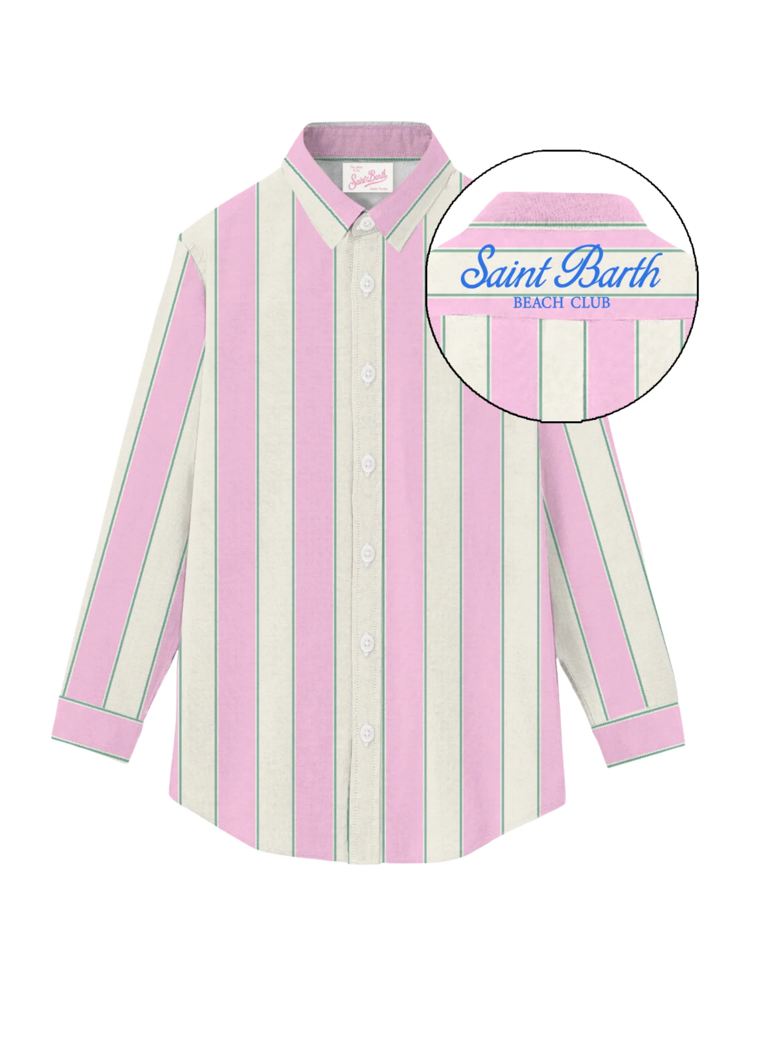 Camicia "Mini Brigitte" Saint Barth rosa a righe "Saint Barth Beach Club"
