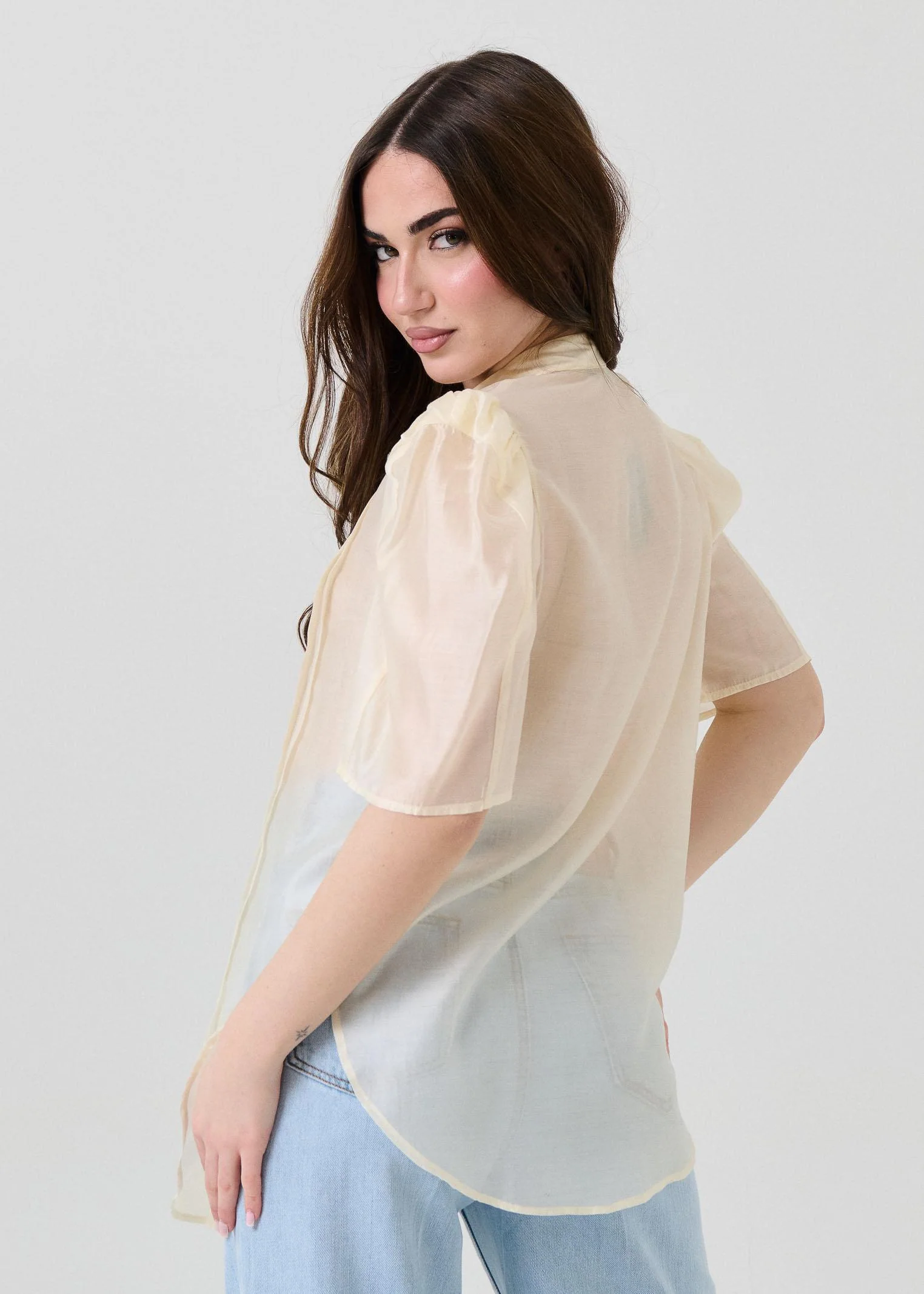 Camicia "Naiya" Bohemian Vì crema con pinces - Image 3