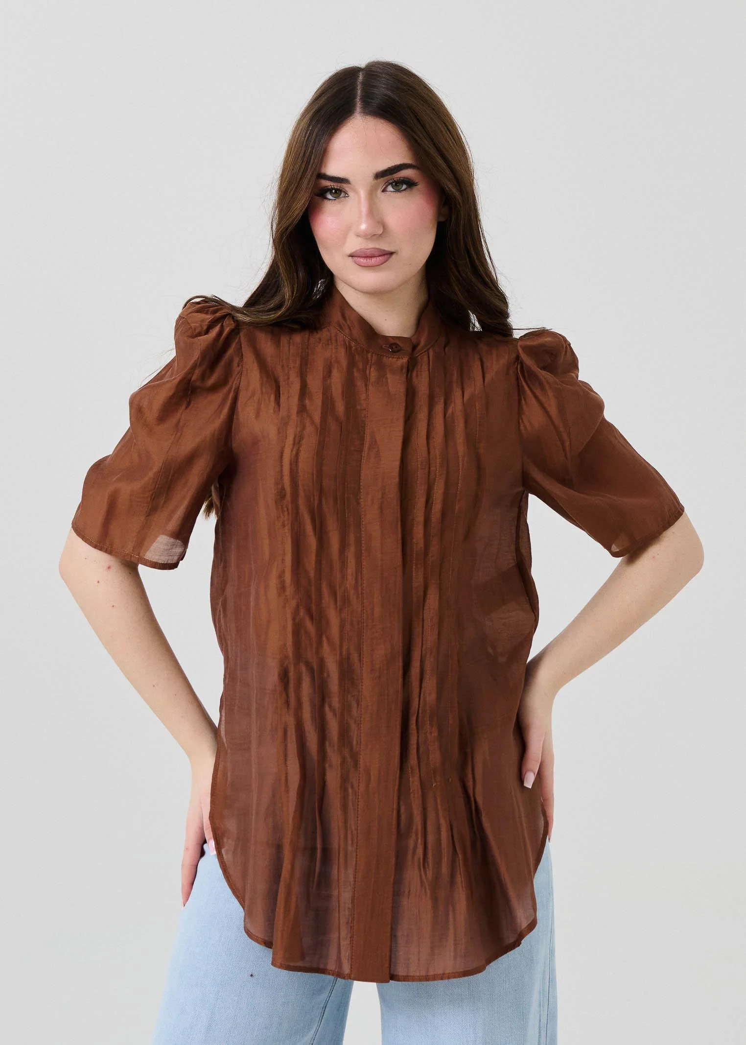 Camicia "Naiya" Bohemian Vì marrone con pinces