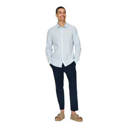 Camicia Only & Sons azzurra in lino - Image 4