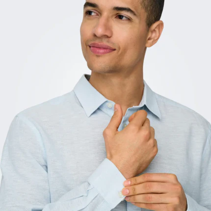 Camicia Only & Sons azzurra in lino - Image 5