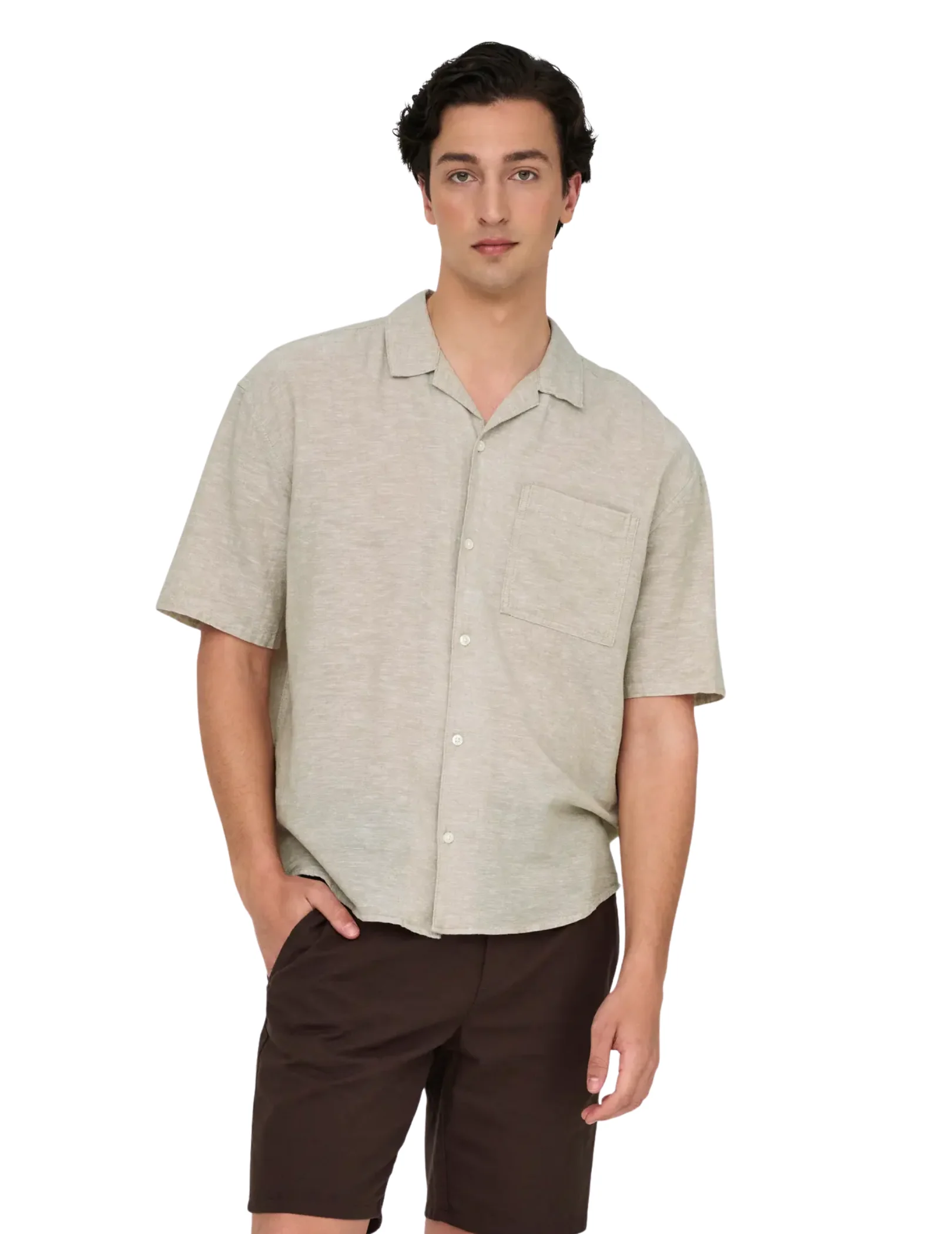 Camicia Only & Sons beige con taschino - Image 3