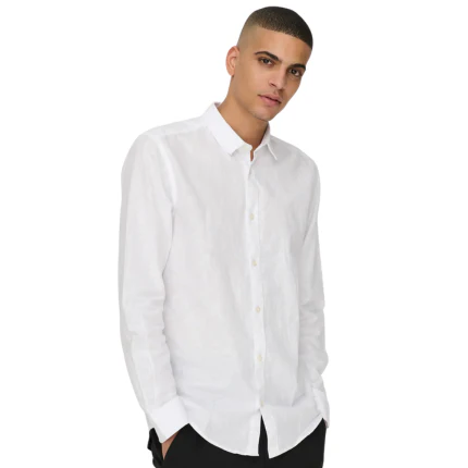 Camicia Only & Sons bianca in lino - Image 3