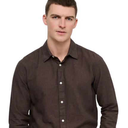 Camicia Only & Sons marrone in lino - Image 5