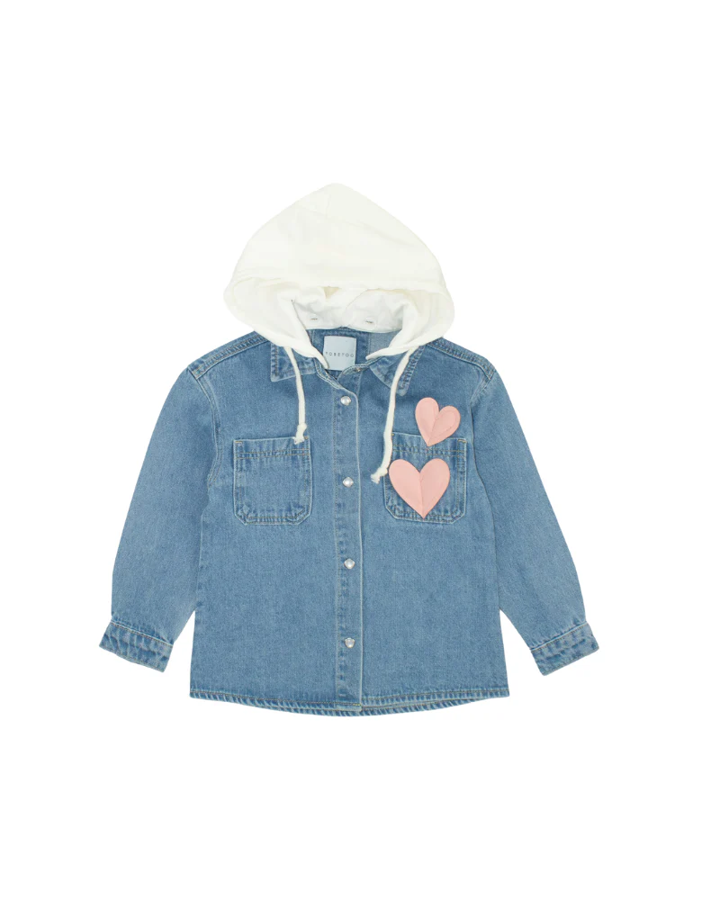 Camicia over Tobetoo in denim con cappuccio in tessuto