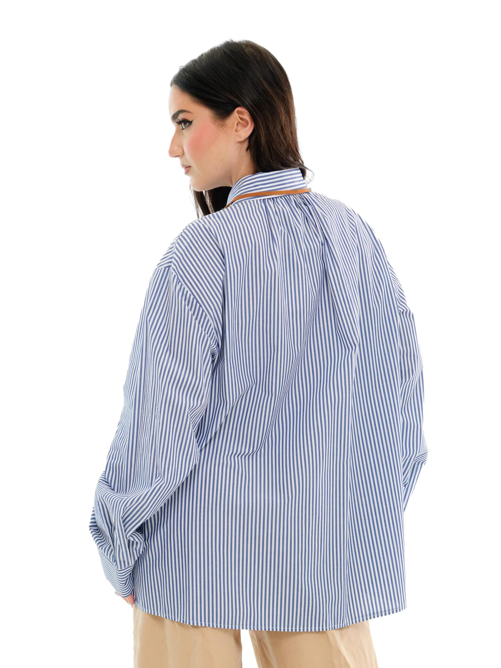 Camicia over Vicolo a righe bianca e azzurra - Image 3