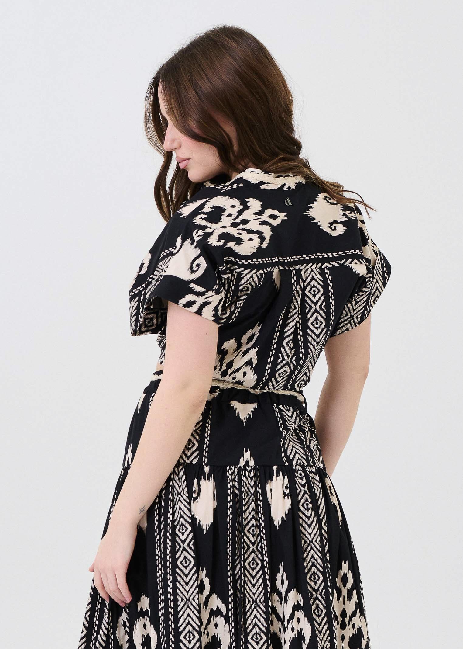 Camicia oversize Dixie nera con motivi geometrici - Image 3