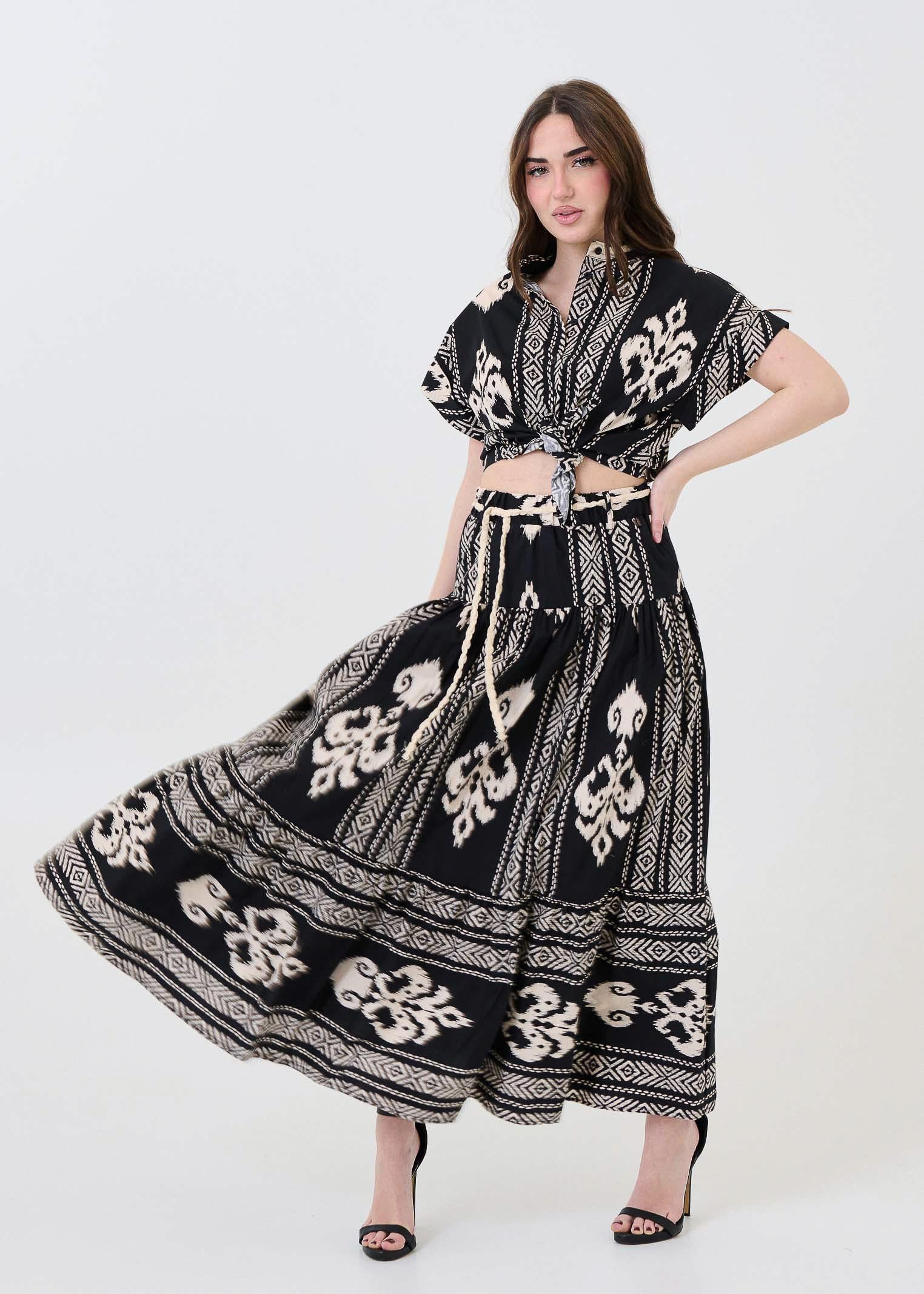 Camicia oversize Dixie nera con motivi geometrici - Image 4
