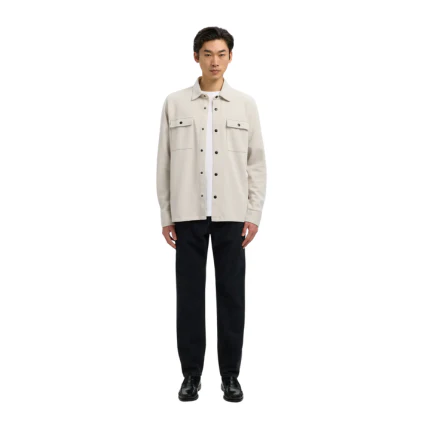 Camicia Selected beige con bottoni a scatto - Image 3