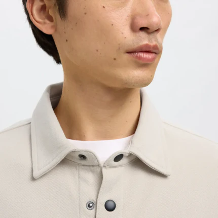 Camicia Selected beige con bottoni a scatto - Image 4
