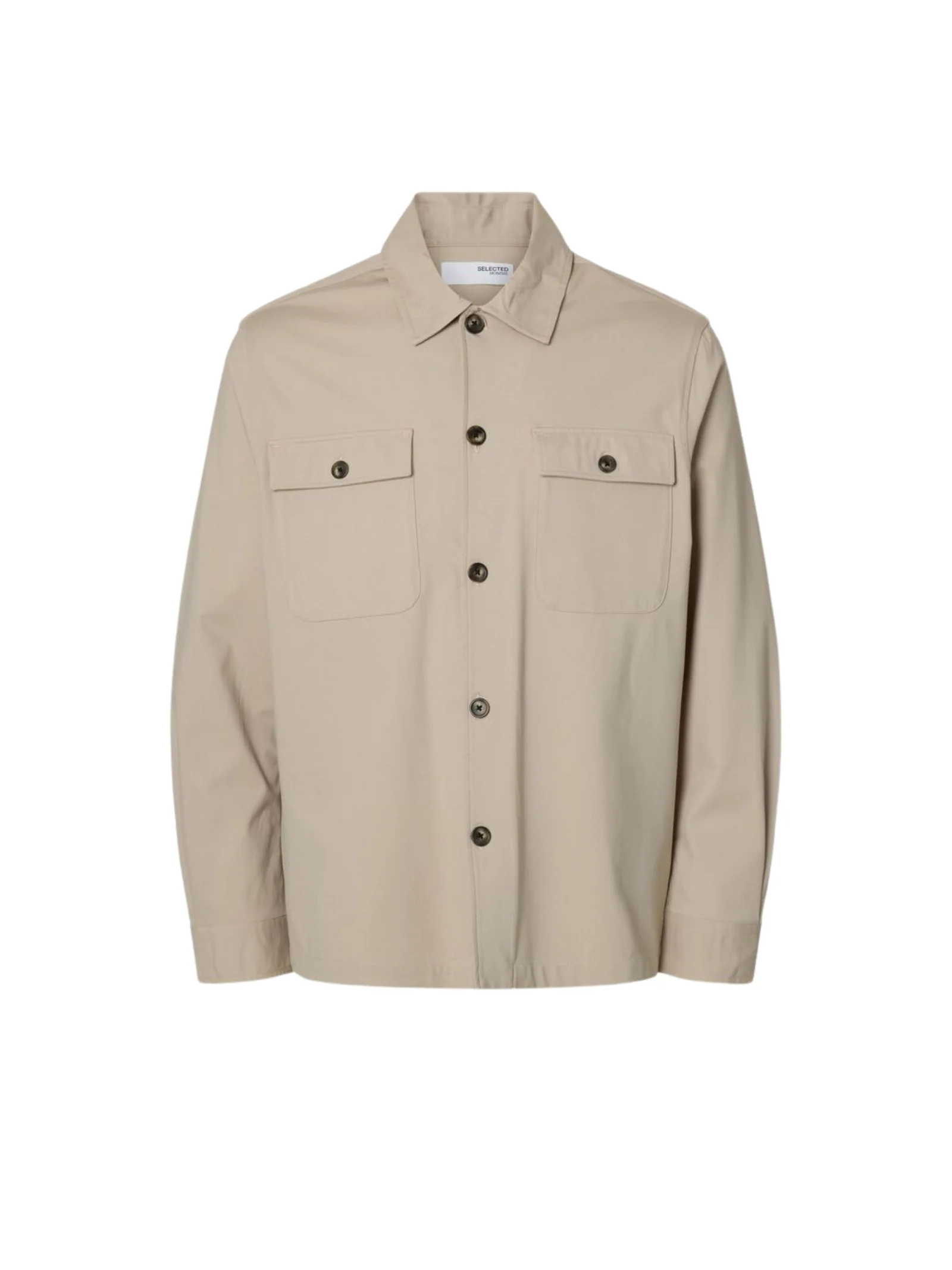 Camicia Selected beige con maxi tasconi