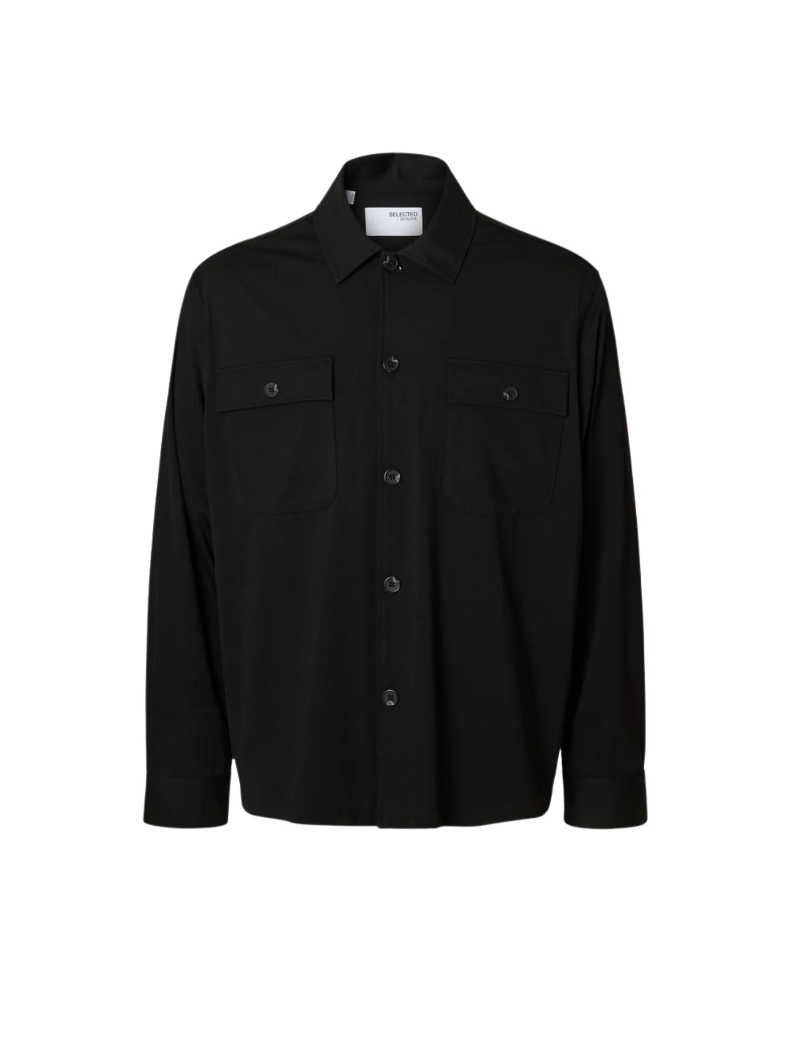 Camicia Selected nera con maxi tasconi