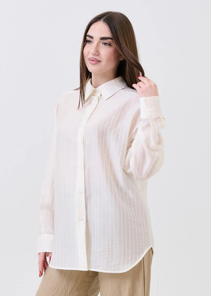 Camicia semi trasparente Armoire bianca gessata - Image 2