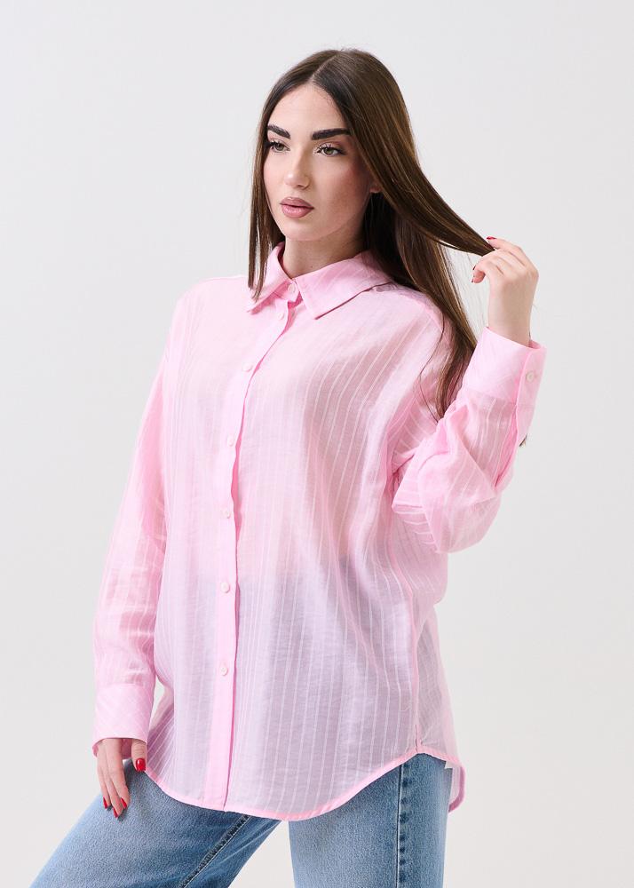 Camicia semi trasparente Armoire rosa gessata - Image 2